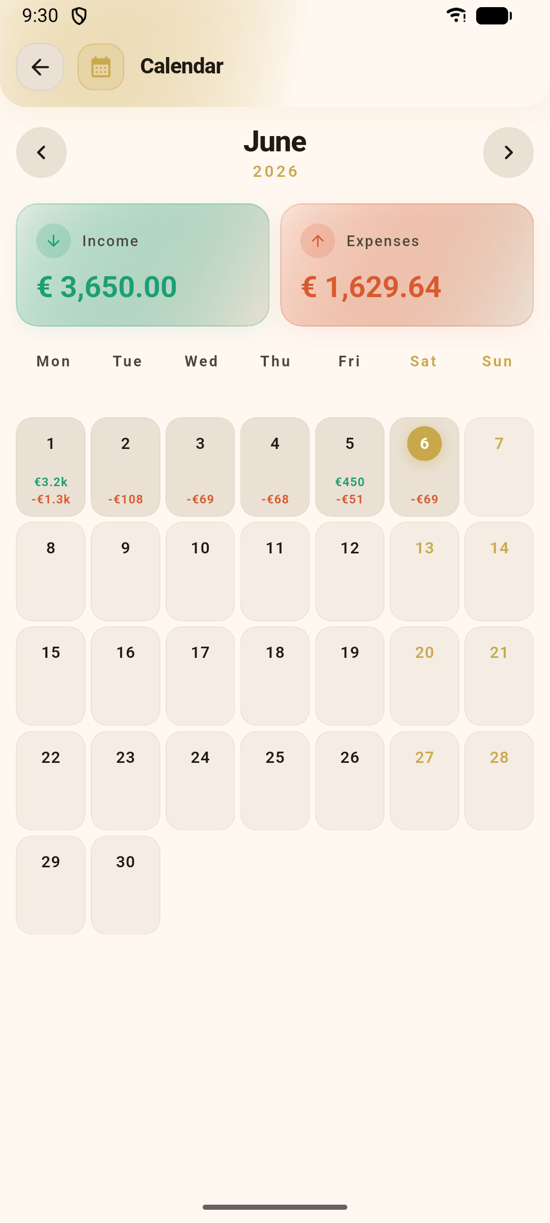Calendar view